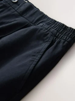 Next Regular Tapered Fit Pleated Stretch Chinos Trousers With Elasticated Waist Navy Hot