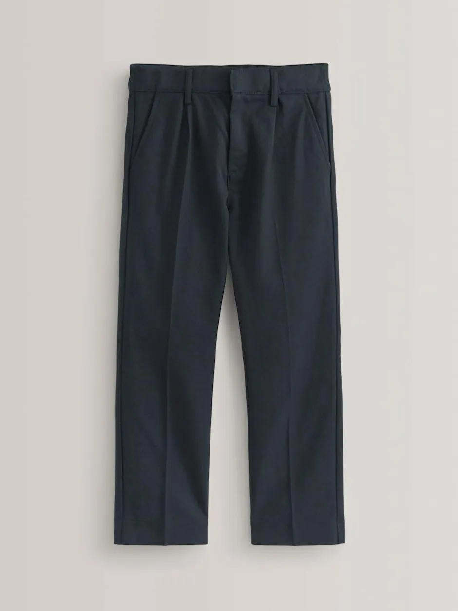 Next Regular Waist School Pleat Front Trousers (3-17yrs) Navy Clearance