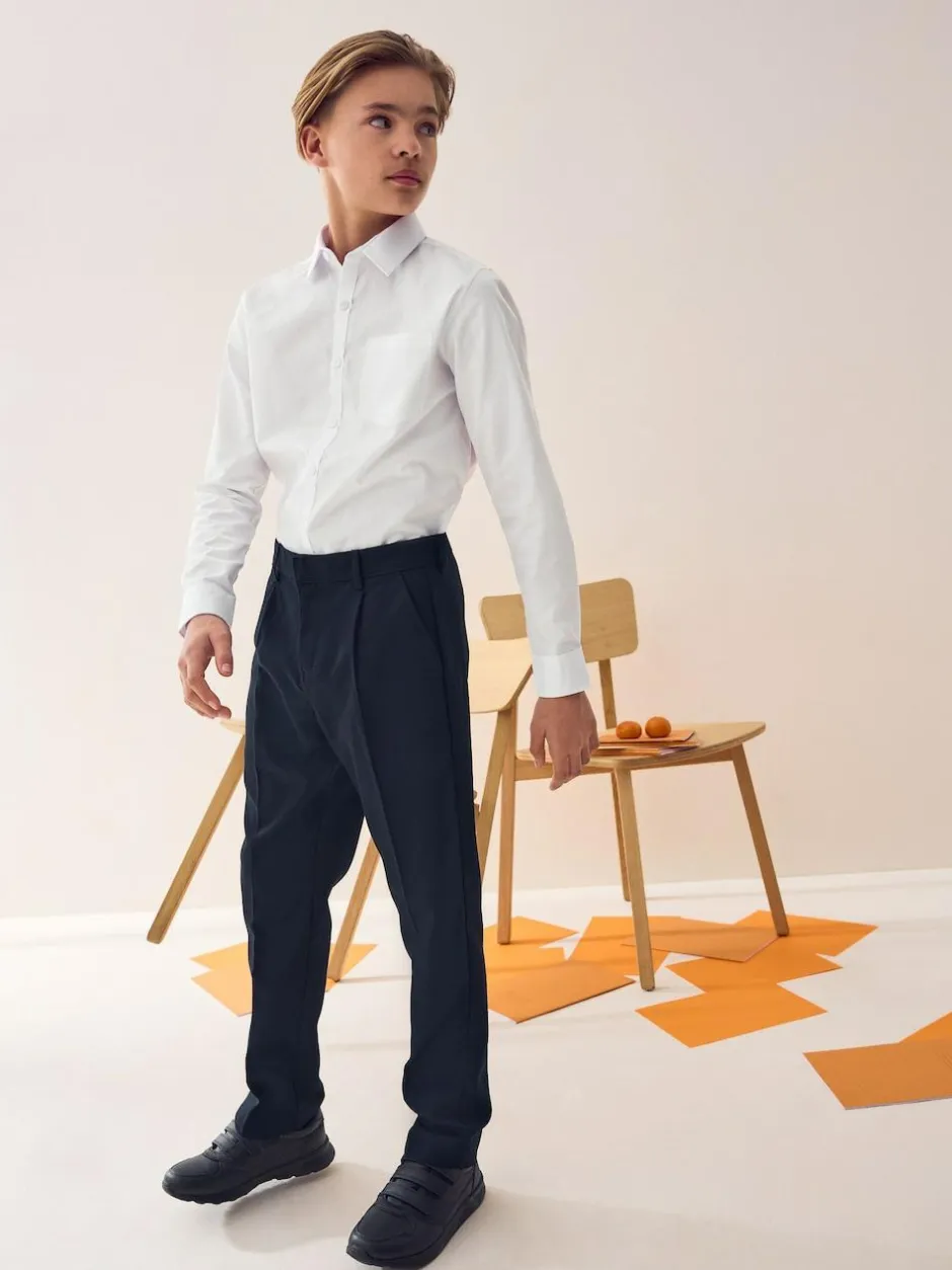 Next Regular Waist School Pleat Front Trousers (3-17yrs) Navy Clearance