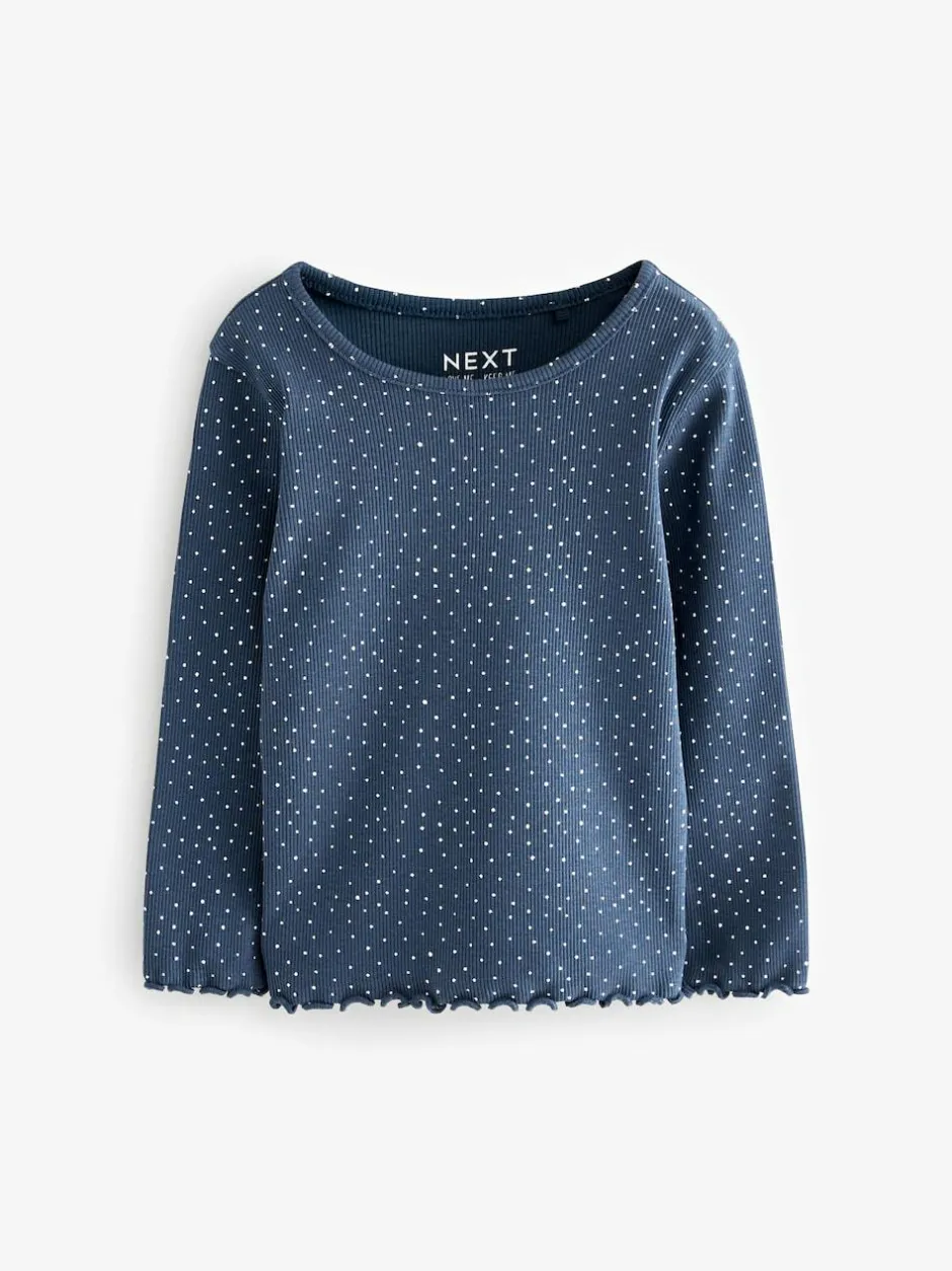 Next Ribbed Long Sleeve Tops 5 Pack (3mths-7yrs) Navy Outlet