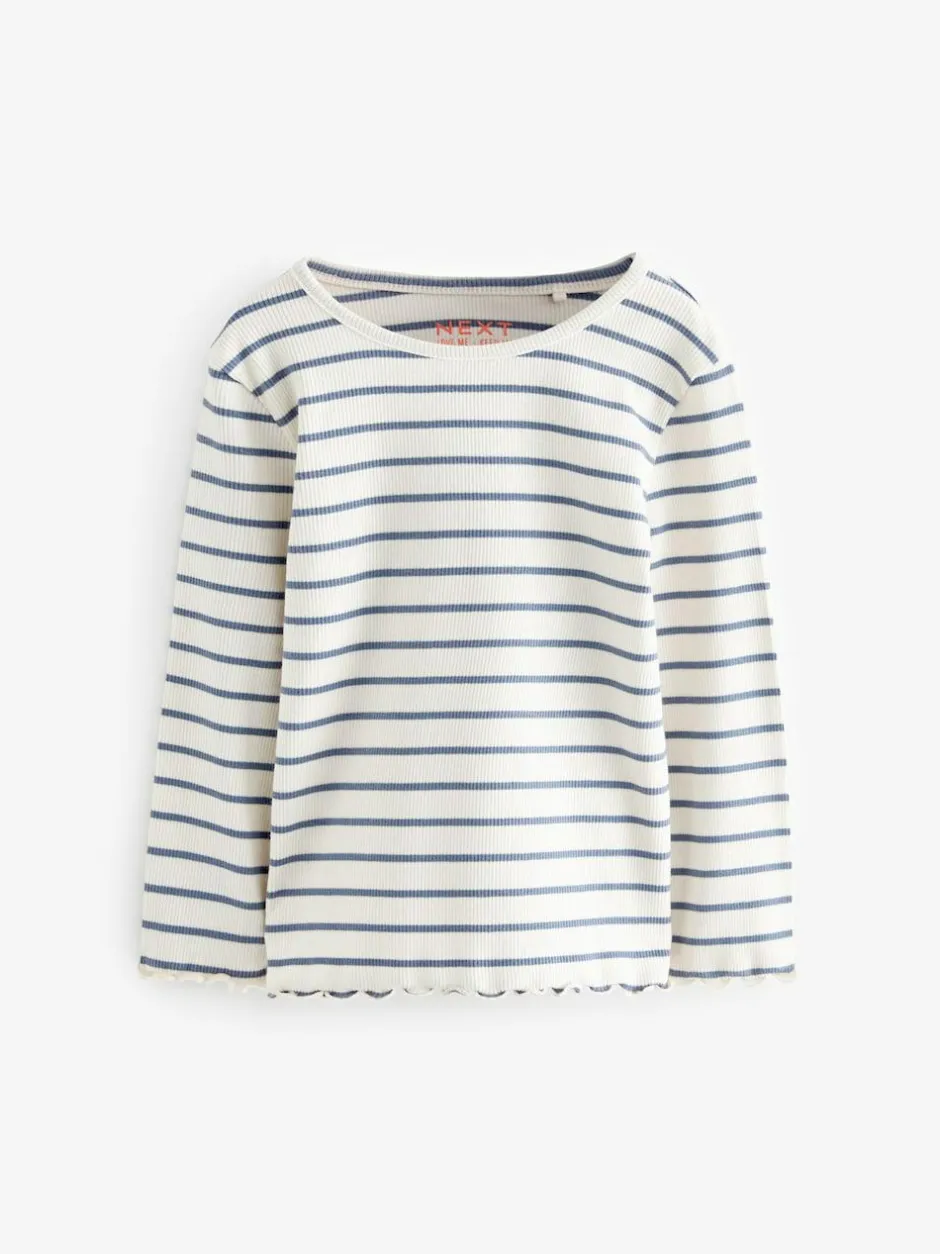 Next Ribbed Long Sleeve Tops 5 Pack (3mths-7yrs) Navy Outlet