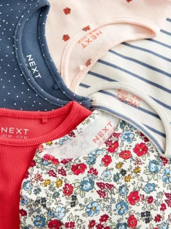 Next Ribbed Long Sleeve Tops 5 Pack (3mths-7yrs) Navy Outlet