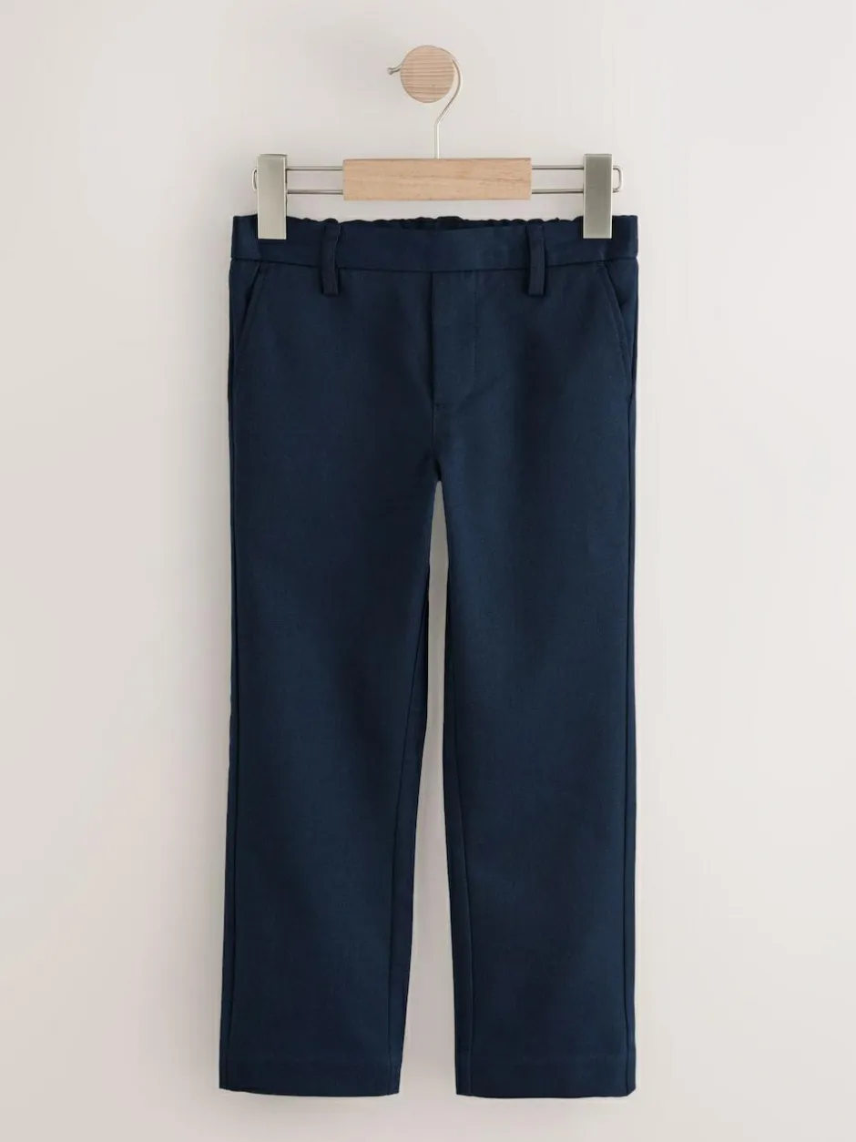 Next School Pull On Waist Straight Trousers (3-17yrs) Navy New
