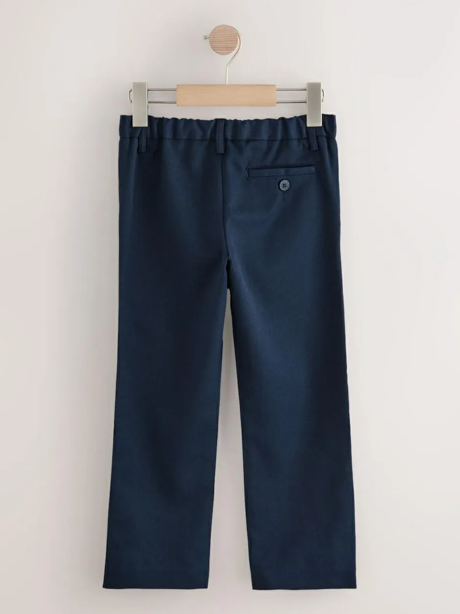 Next School Pull On Waist Straight Trousers (3-17yrs) Navy New