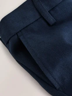 Next School Pull On Waist Straight Trousers (3-17yrs) Navy New