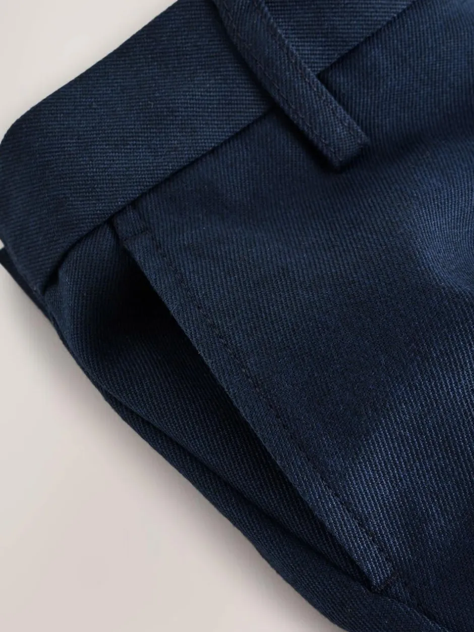 Next School Pull On Waist Straight Trousers (3-17yrs) Navy New