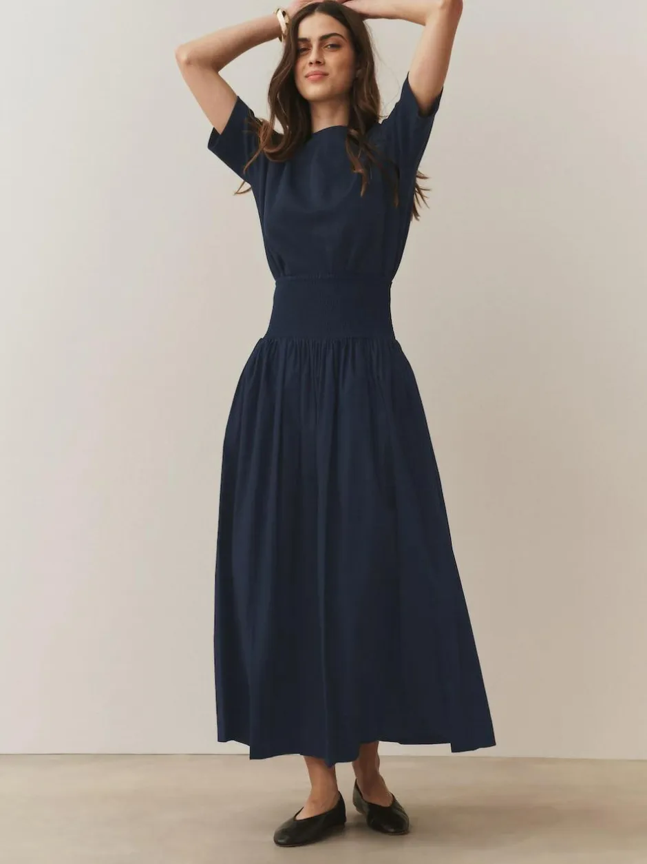 Next Shirred Maxi Skirt Navy Outlet