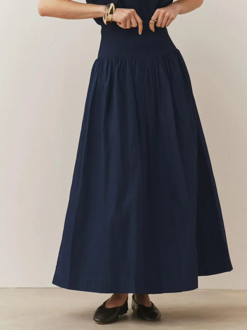 Next Shirred Maxi Skirt Navy Outlet