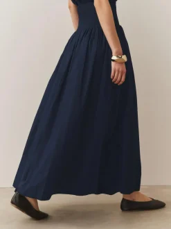 Next Shirred Maxi Skirt Navy Outlet