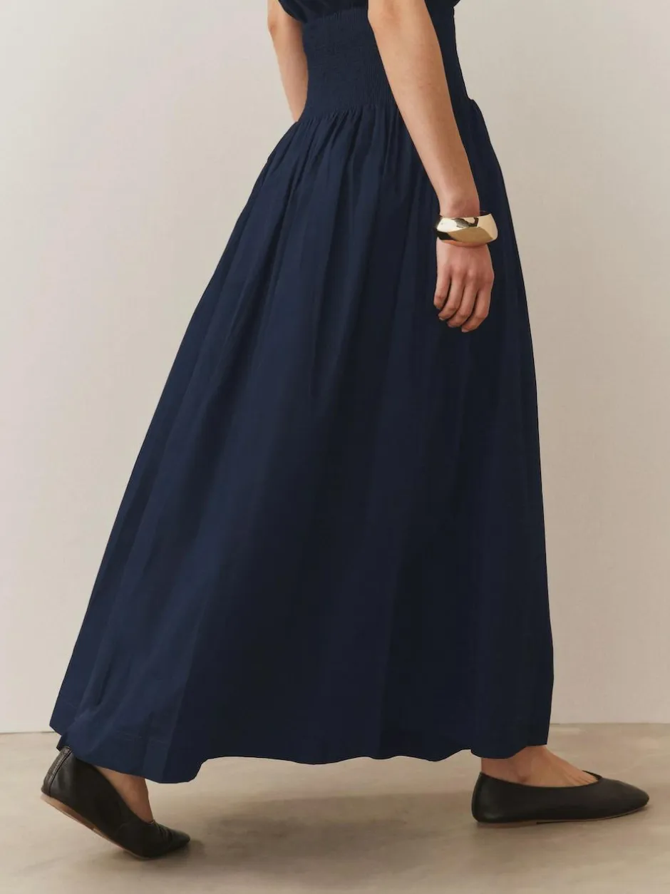 Next Shirred Maxi Skirt Navy Outlet