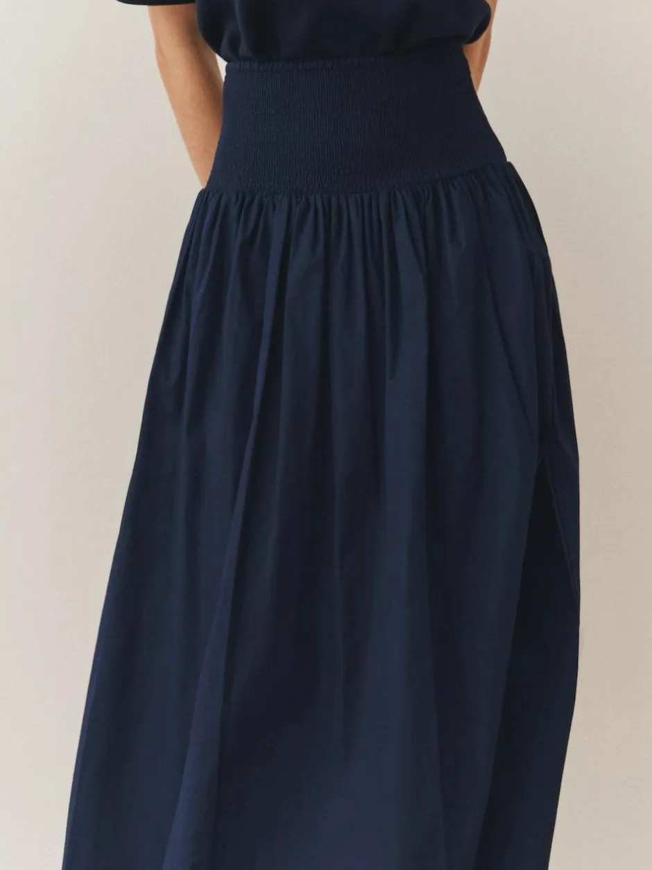 Next Shirred Maxi Skirt Navy Outlet