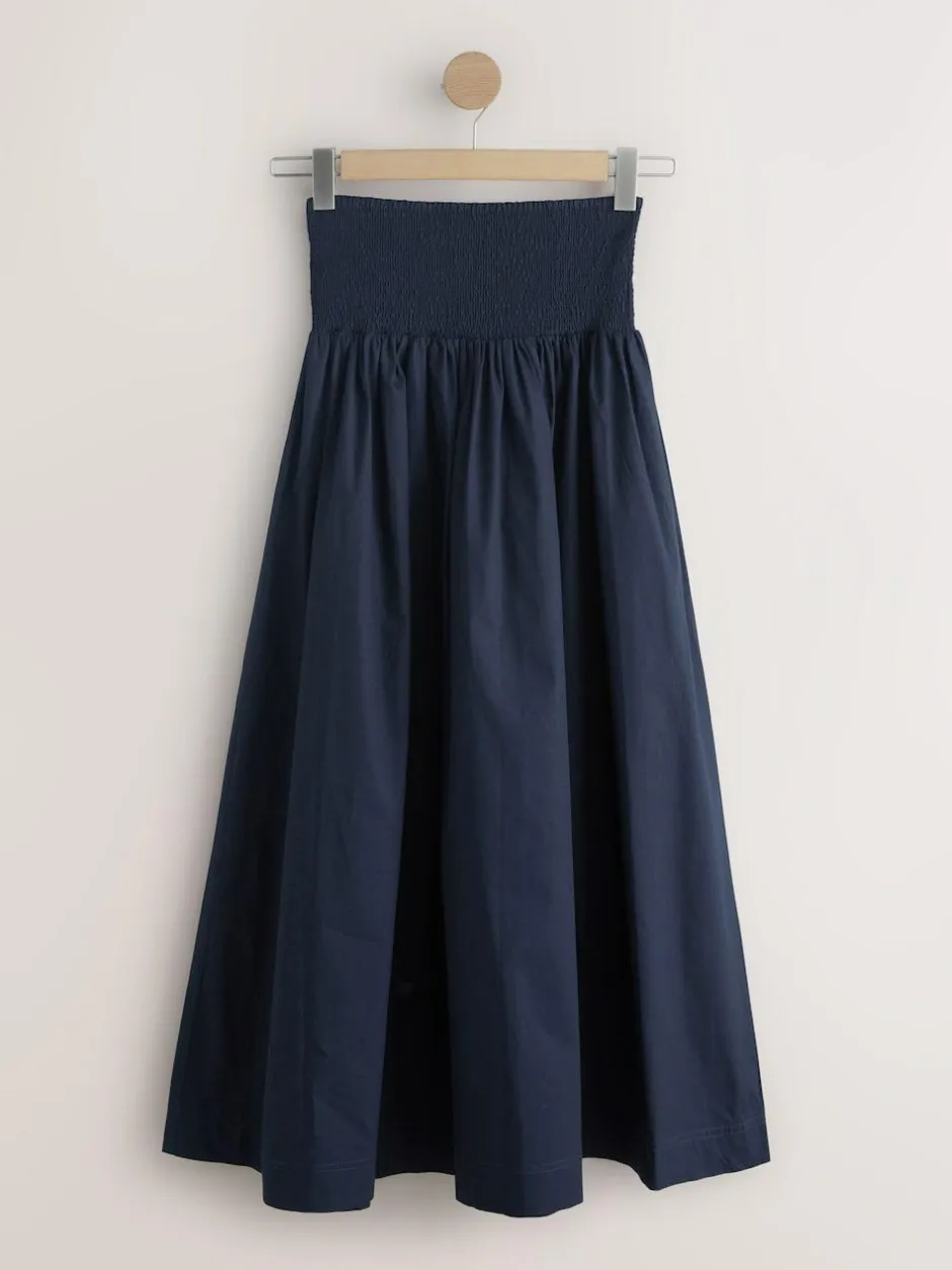Next Shirred Maxi Skirt Navy Outlet