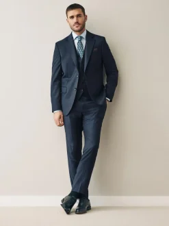 Next Signature Cerutti !00% Italian Wool Suit Waistcoat Navy Clearance