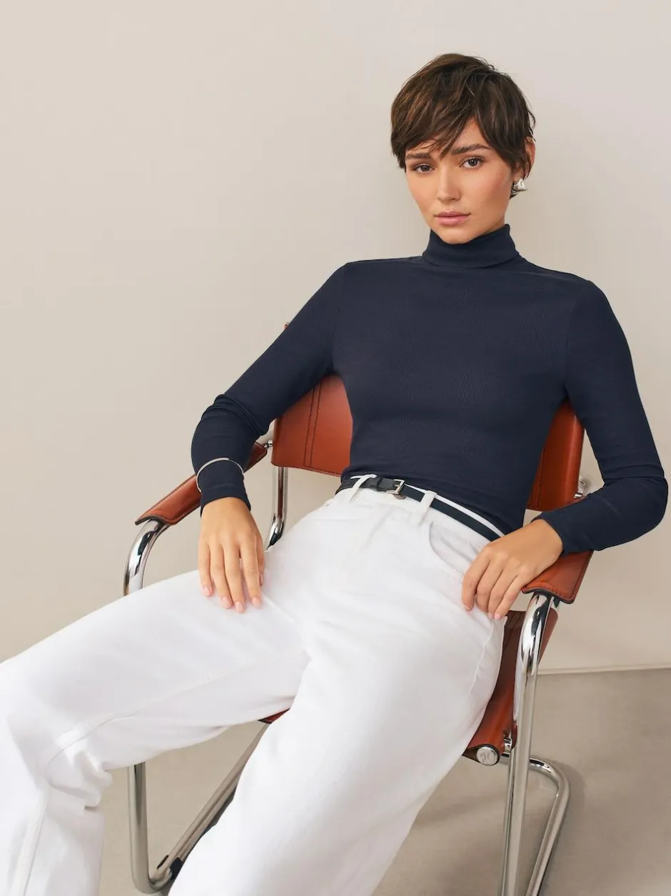 Next Navy Skinny Leather Belt Outlet