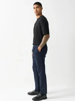 Next Slim Fit Pleated Stretch Chinos Trousers With Elasticated Waist Navy Best