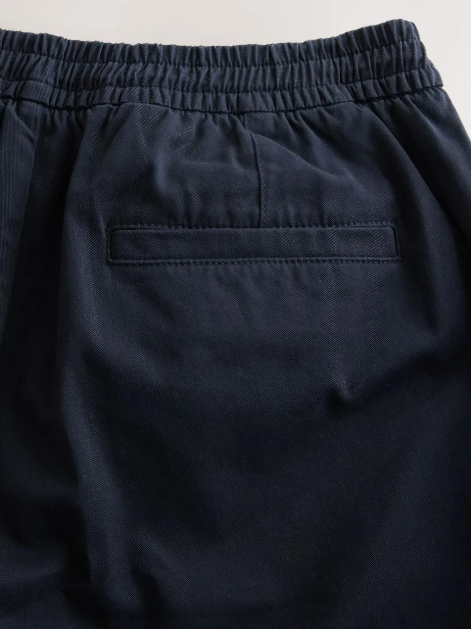 Next Slim Fit Pleated Stretch Chinos Trousers With Elasticated Waist Navy Best