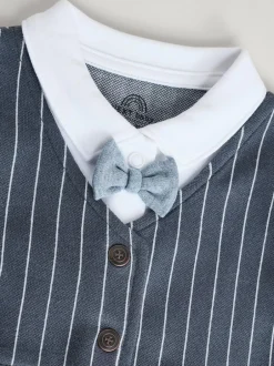 Next Navy Smart Bow Tie Baby Sleepsuit (0mths-2yrs) Outlet