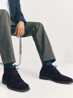 Next Smart Suede Chukka Boots Navy Online