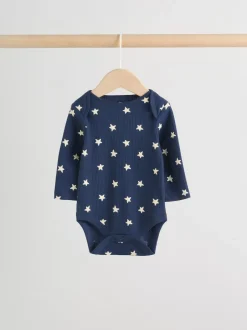 Next Navy Star Long Sleeve Bodysuits 5 Pack Outlet
