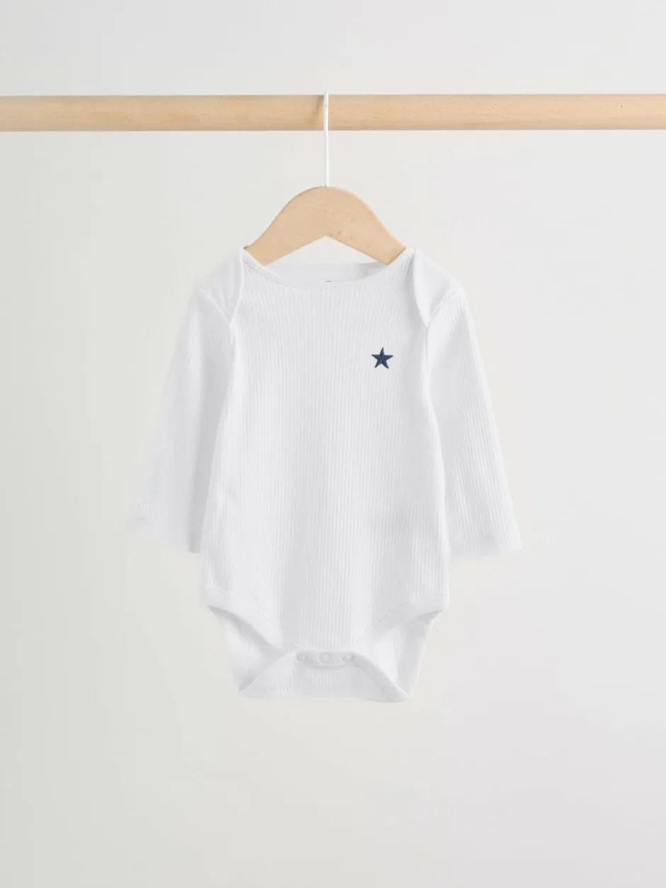 Next Navy Star Long Sleeve Bodysuits 5 Pack Outlet