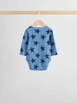 Next Navy Star Long Sleeve Bodysuits 5 Pack Outlet