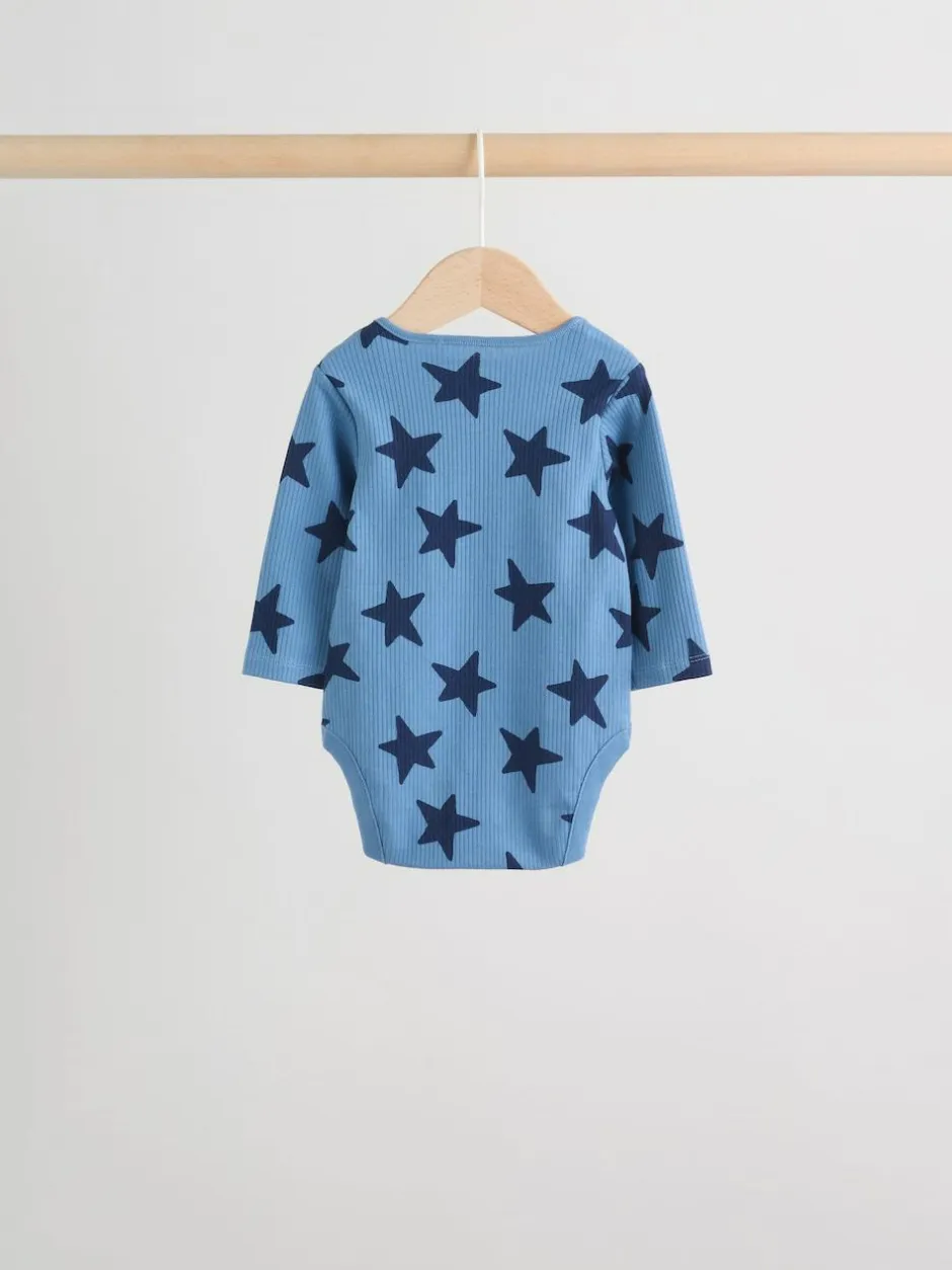 Next Navy Star Long Sleeve Bodysuits 5 Pack Outlet