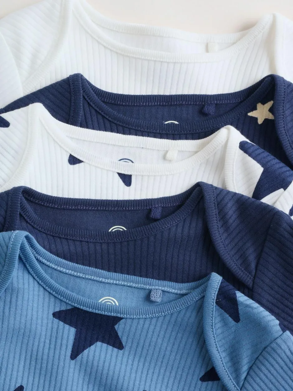 Next Navy Star Long Sleeve Bodysuits 5 Pack Outlet