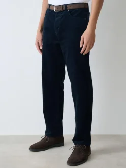 Next Straight Fit Belted Corduroy Trousers Navy Best
