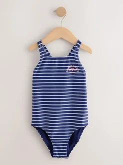 Next Navy Stripe Double Strap Swimsuit (3-16yrs) Best