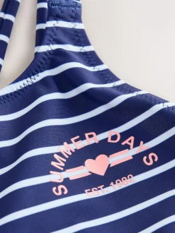 Next Navy Stripe Double Strap Swimsuit (3-16yrs) Best