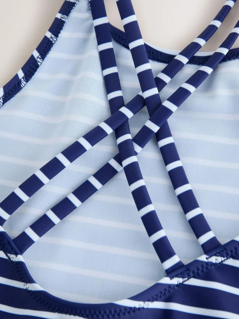 Next Navy Stripe Double Strap Swimsuit (3-16yrs) Best