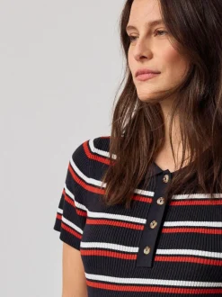Next Navy Stripe Maternity Collared Knit Dress Discount