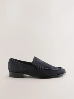 Next Suede Round Toe Clean Loafers Navy New