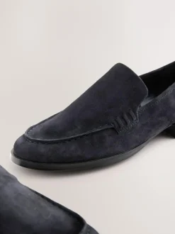 Next Suede Round Toe Clean Loafers Navy New