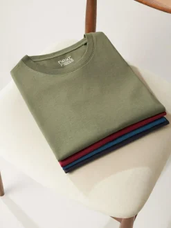 Next Navy/ Teal/ White/ Black/ Green/ Burgundy Regular Fit Essential Cotton T-Shirts 6 Pack