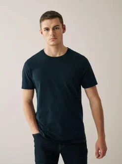 Next Navy/ Teal/ White/ Black/ Green/ Burgundy Regular Fit Essential Cotton T-Shirts 6 Pack