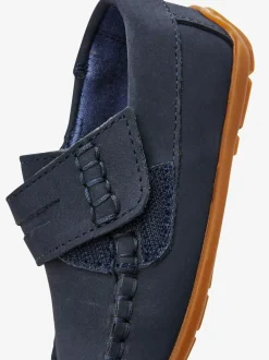 Next Wide Fit (G) Leather Penny Loafers with Touch and Close Fastening Navy Hot