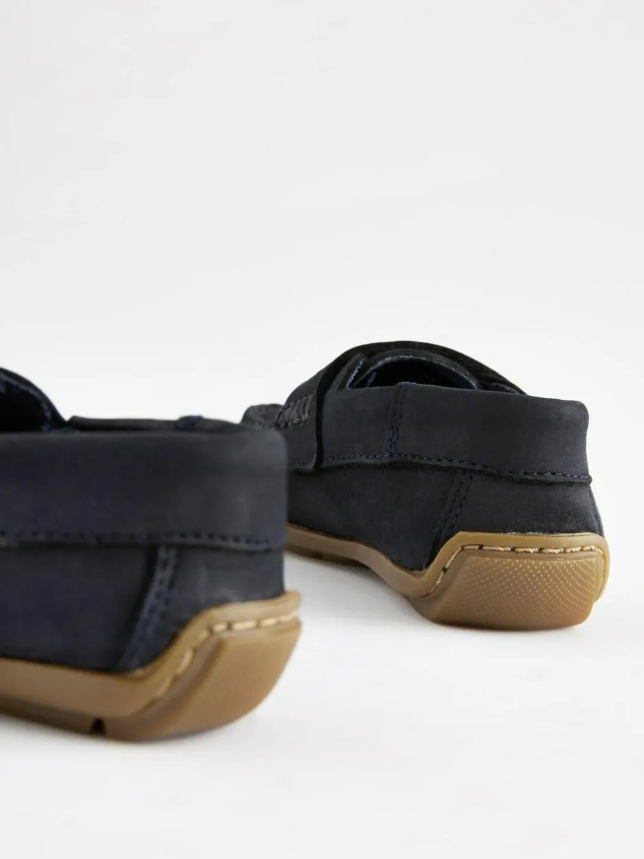 Next Wide Fit (G) Leather Penny Loafers with Touch and Close Fastening Navy Hot