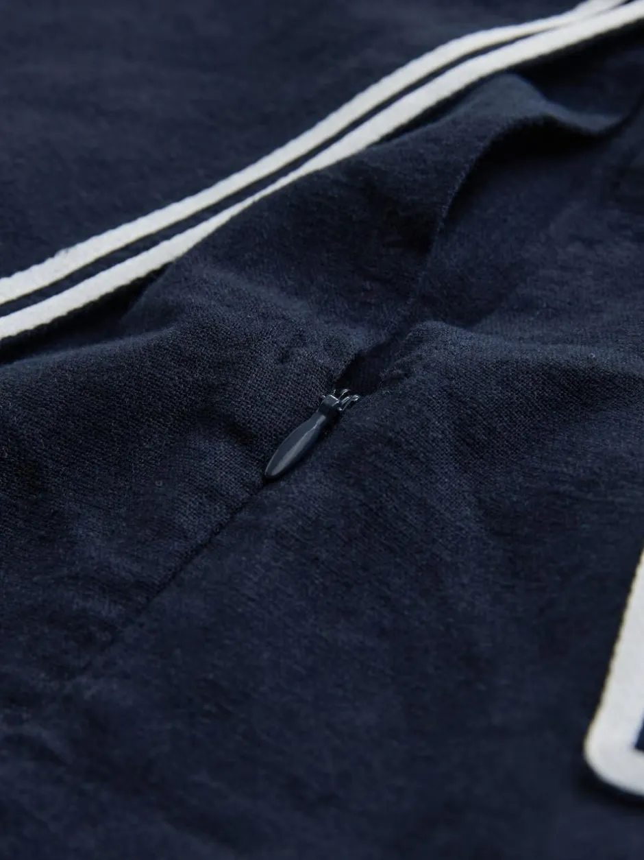 Next Navy with Ecru Tipping Sailor Collar Mini Dress with Linen Clearance