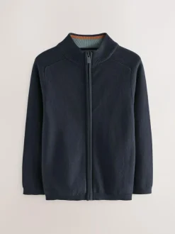 Next Navy Zip Through Knitted Cardigan (3-16yrs) New