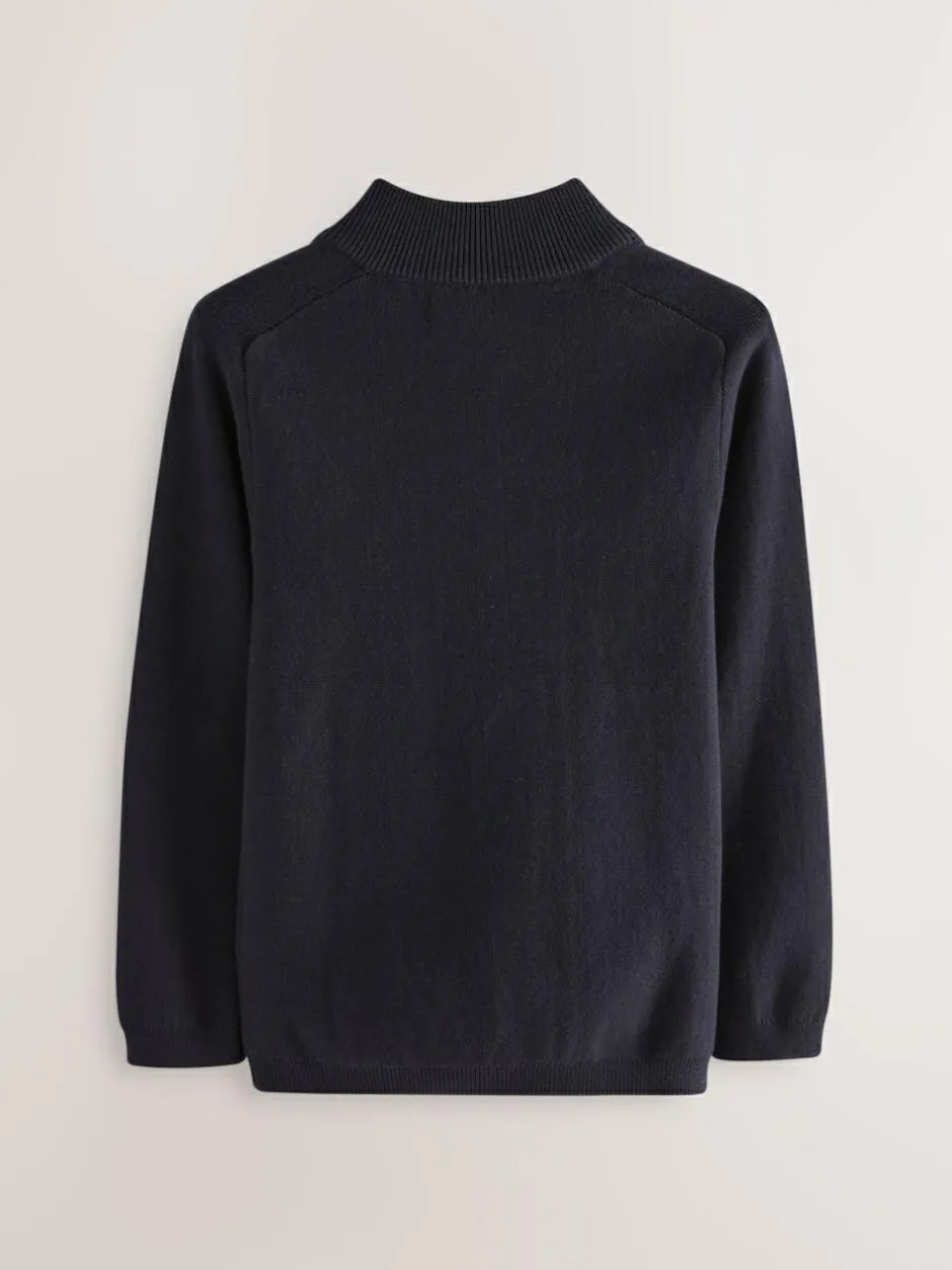 Next Navy Zip Through Knitted Cardigan (3-16yrs) New