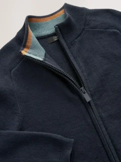 Next Navy Zip Through Knitted Cardigan (3-16yrs) New