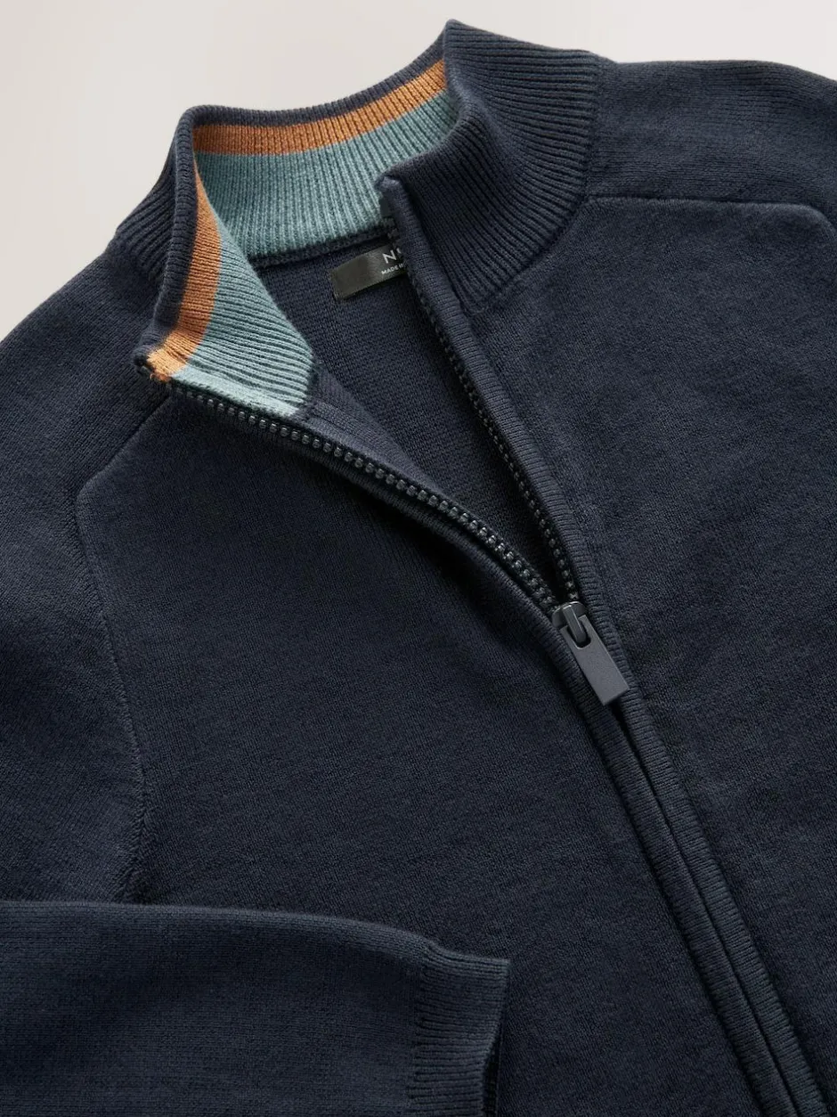Next Navy Zip Through Knitted Cardigan (3-16yrs) New