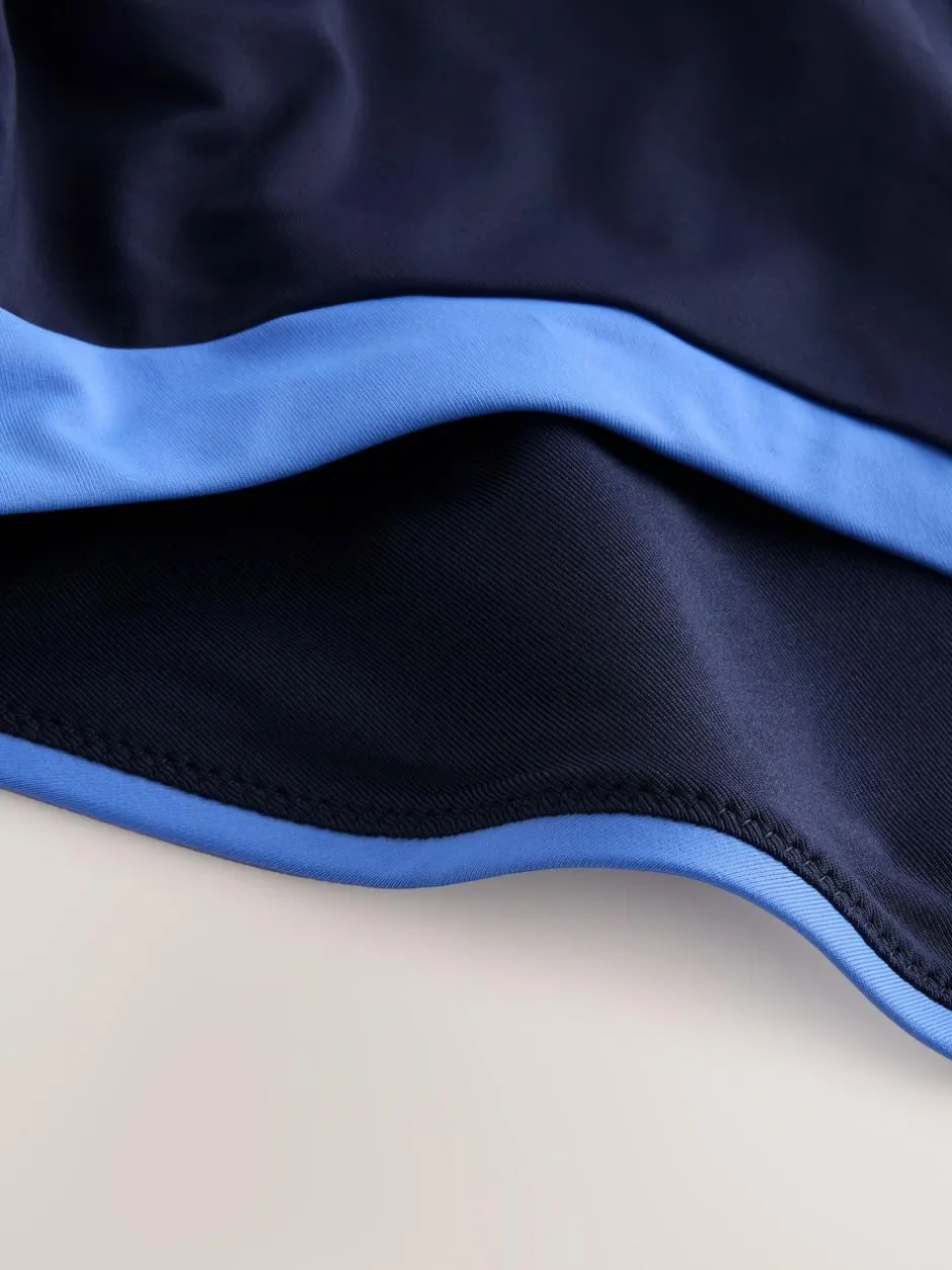 Next High Neck Halterneck Tummy Control Swimsuit Navy/Blue New