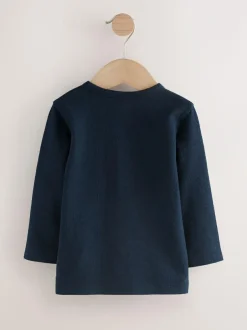 Next Navy/Blue/Stone Long Sleeve Henley T-Shirts 3 Pack (3mths-7yrs) New