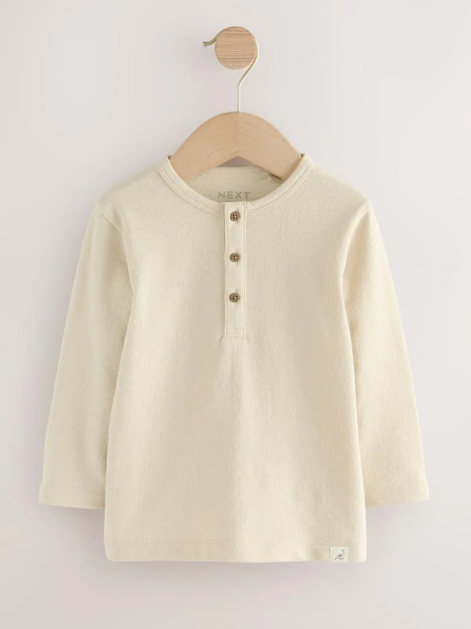 Next Navy/Blue/Stone Long Sleeve Henley T-Shirts 3 Pack (3mths-7yrs) New