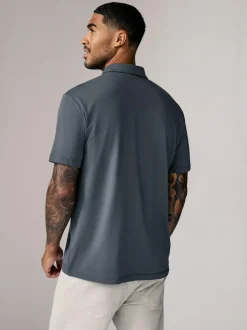 Next Navy/Brown/Grey/White/Sage Green Regular Fit Short Sleeve Jersey Polo Shirts 5 Pack Sale