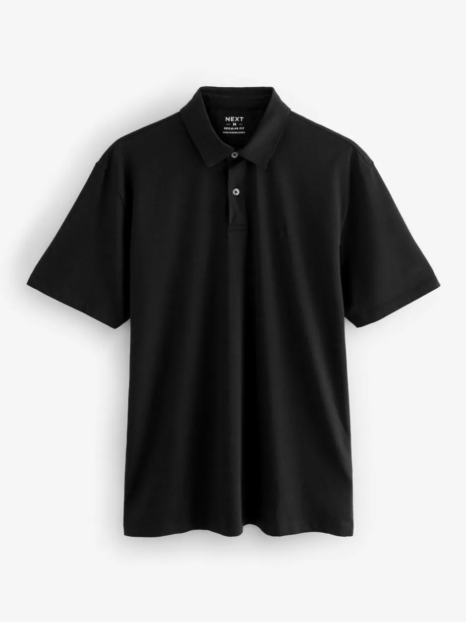 Next Navy/Brown/Grey/White/Sage Green Regular Fit Short Sleeve Jersey Polo Shirts 5 Pack Sale