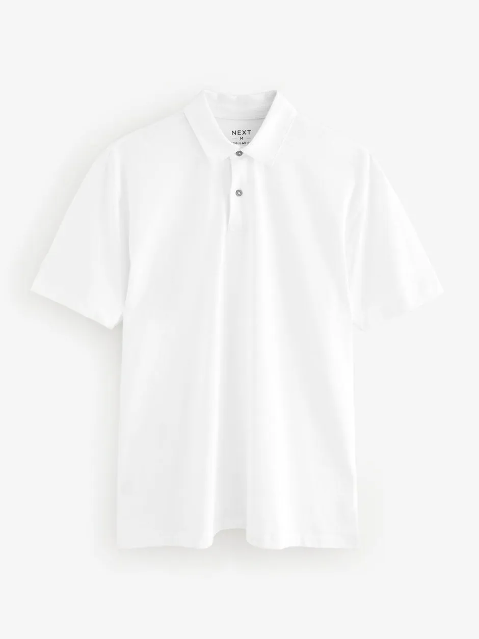 Next Navy/Brown/Grey/White/Sage Green Regular Fit Short Sleeve Jersey Polo Shirts 5 Pack Sale