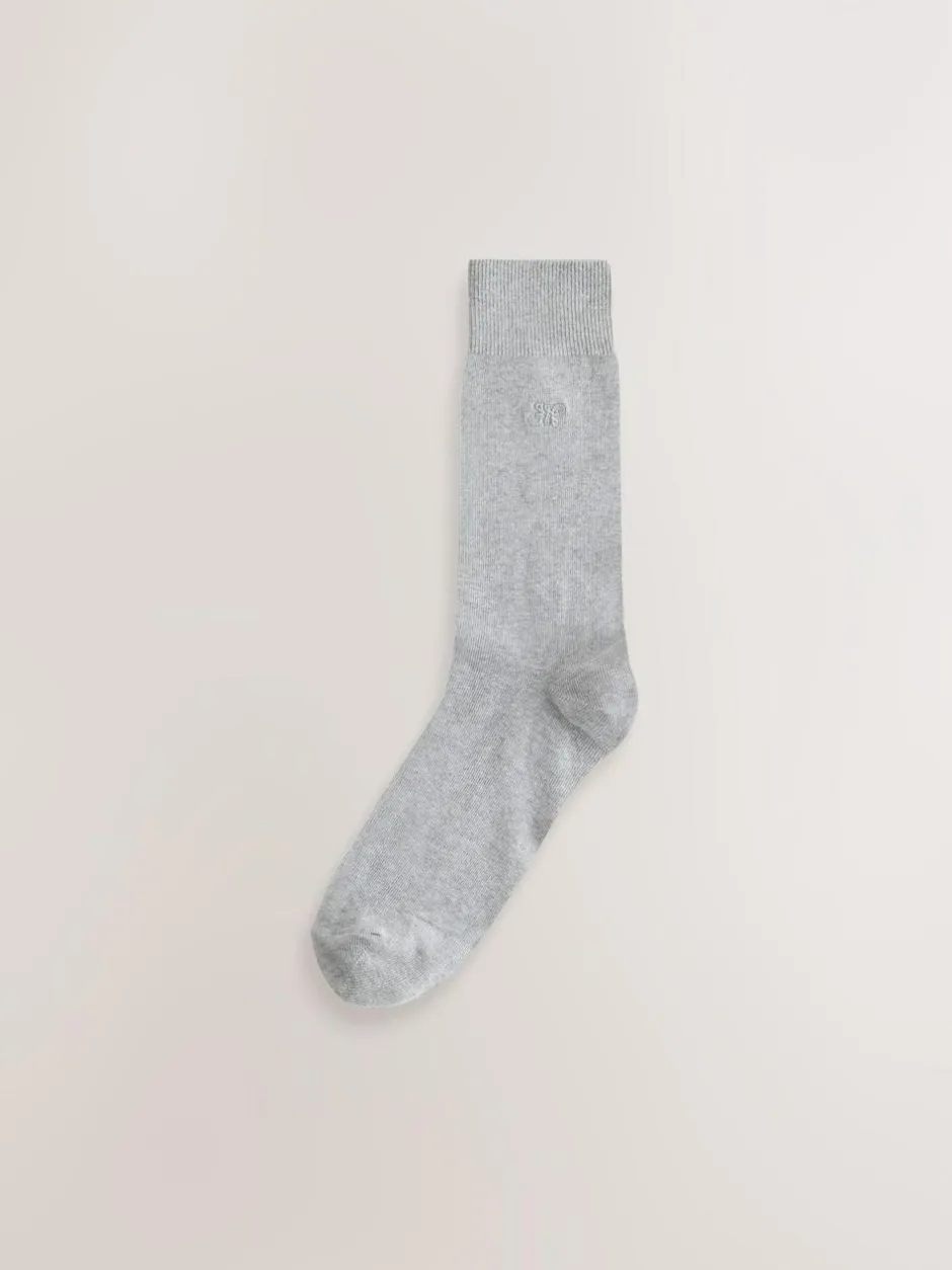 Next Navy/Grey Marl Embroidered Lasting Fresh Socks 10 Pack Clearance
